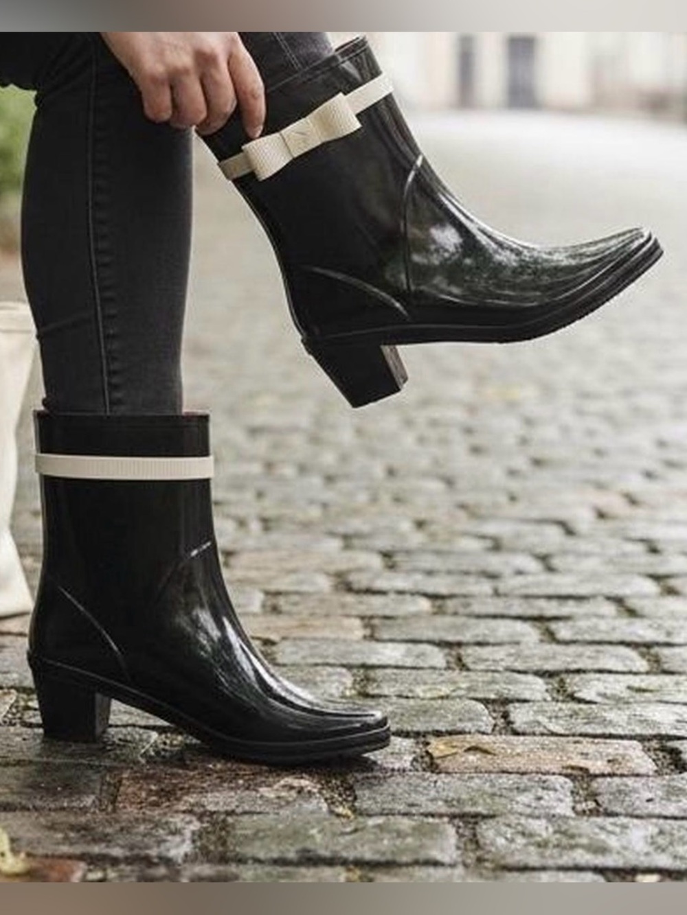 Kaye Spade black wellies, rain boots , 9